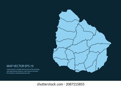 Uruguay-Karte hoch detailliert auf weißem Hintergrund. Abstraktes Design, Vektorgrafik eps10
