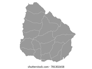 uruguay map. High detailed map of uruguay on white background. Vector illustration eps 10.