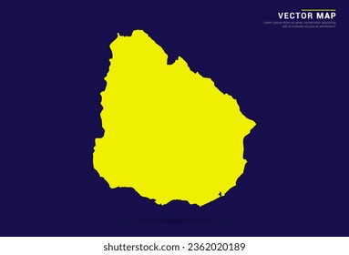Mapa de Uruguay - Alto Detallado. Color amarillo en el fondo oscuro. vector de diseño abstracto.