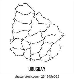 ícone do mapa do uruguai isolado no fundo branco. Mapa da estrutura de tópicos. Ícone de linha simples. Ilustração vetorial