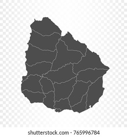 Uruguay map isolated on transparent background