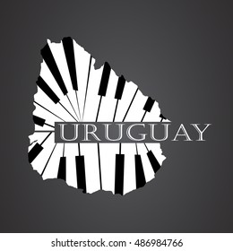 uruguay map logo made from piano
