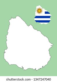 Uruguay map with national flag 