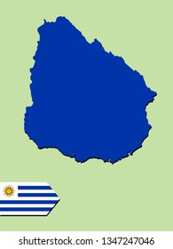 Uruguay map with national flag 