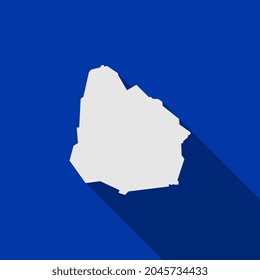 Uruguay-Karte auf blauem Hintergrund mit langem Schatten