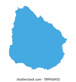 Uruguay map on blue background, Vector Illustration