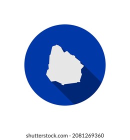 Uruguay map on blue circle with long shadow