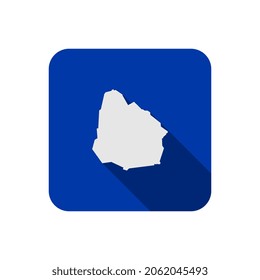 Uruguay map on blue square with long shadow