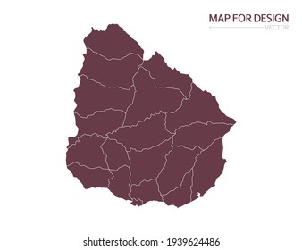 Uruguay map on white background vector illustration.