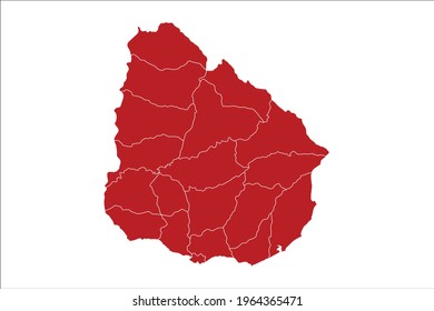 Uruguay Map Red Color on White Backgound