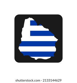 Uruguay map silhouette with flag on black background