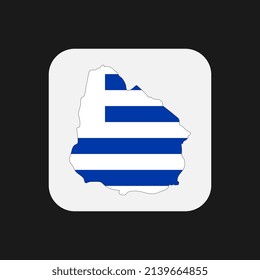 Uruguay map silhouette with flag on white background
