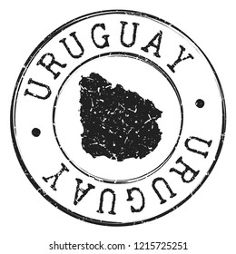 Uruguay Map Silhouette. Postal Passport Stamp Round Vector Icon Seal Badge Illustration Mail.