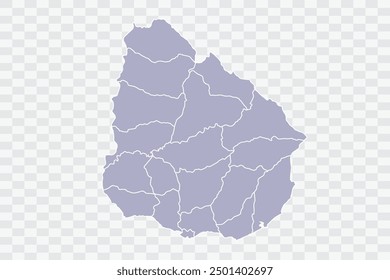 Uruguay Map silver Color on White Background quality files Png