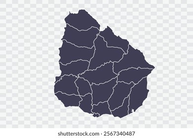 Uruguay Map Slate Color on White Background quality files Png