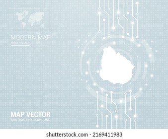 Uruguay map of technology chip processor background abstract circuit board diagram vector.