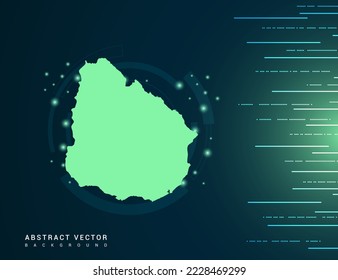 Uruguay map of technology green futuristic Background vector.