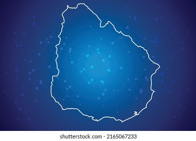 Uruguay Map Technology  with network connection background