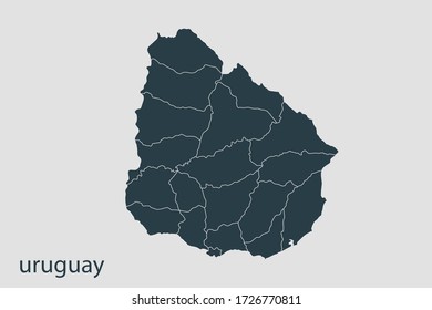 uruguay map vector, Abstract design vector illustration Eps 10. Navy color.High Detailed on white background.