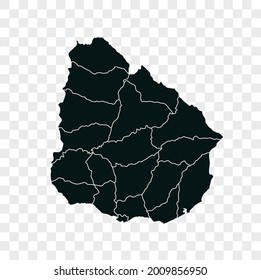 Uruguay map vector. dark color. isolated on transparent background.