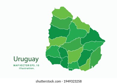 Mapa de Uruguay. Vector eps10. color verde. con un fondo blanco.