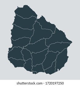 uruguay map vector, isolated on gray background