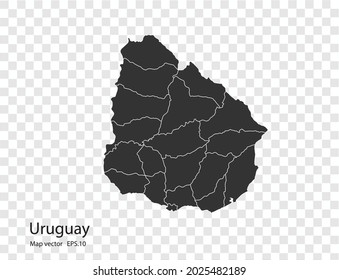 Uruguay map vector, isolated on transparent background