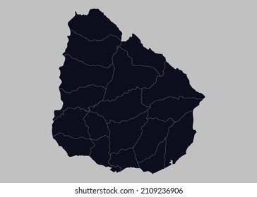 Uruguay map vector, Isolated on gray background