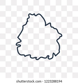 Uruguay map vector outline icon isolated on transparent background, high quality linear Uruguay map transparency concept can be used web and mobile