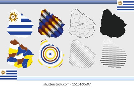 Uruguay Map Vector Set Country