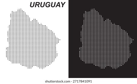 Uruguay Landkarte Vektor, Südamerika Land gepunktete Muster Schwarz-Weiß Formen, Uruguay Infografik Vorlage, Bearbeitbare EPS Uruguay Geografie