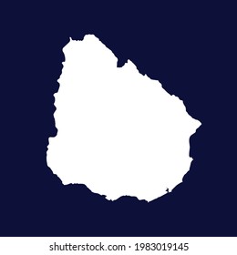 Uruguay map vector. white color on blue background.