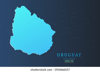 Uruguay Map - World Map International vector template with 3d, gradient blue color and stars isolated on galaxy background - Vector illustration eps 10
