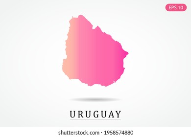 Uruguay Map - World Map International vector template with Pink gradient color isolated on white background - Vector illustration eps 10