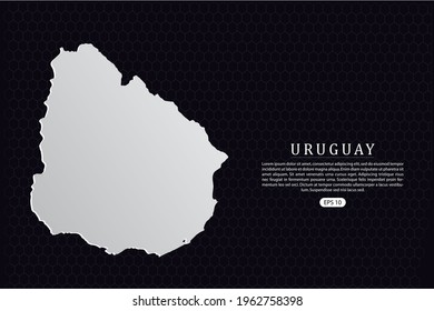 Uruguay Map - World Map International vector template with White Color isolated on hexagon background - Vector illustration eps 10