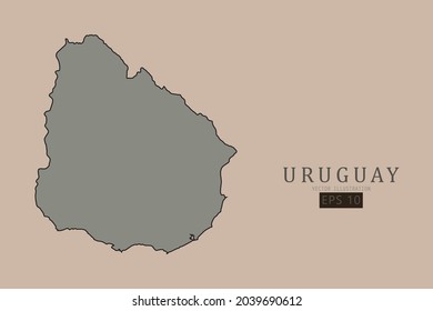 Mapa de Uruguay - Mapa Mundial Modelo vectorial internacional con estilo clásico antiguo y color gris en el mapa aislado en fondo marrón - Ilustración vectorial eps 10