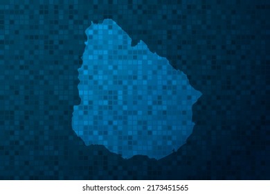 Uruguay-Karte - Weltkarte, internationale Vektorvorlage mit Technologiestyle einzeln auf blauem Pixelhintergrund für Bildung, Design, Website, Infografik - Vektorgrafik eps10
