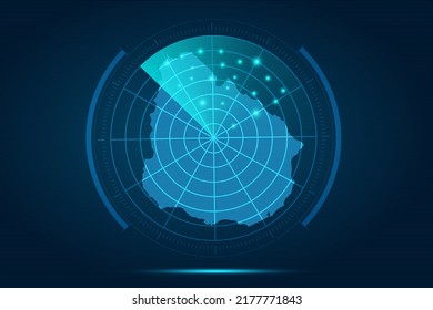 Uruguay Karte - Weltkarte Internationale Vektorvorlage mit futuristischem Circle Radar Stil HUD, GUI, UI-Schnittstelle einzeln auf blauem Hintergrund für Design - Vektorgrafik eps10
