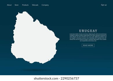Uruguay Map - World map international vector template with 3d white color on dark blue and green gradient color background for website template design, infographic - Vector illustration eps 10