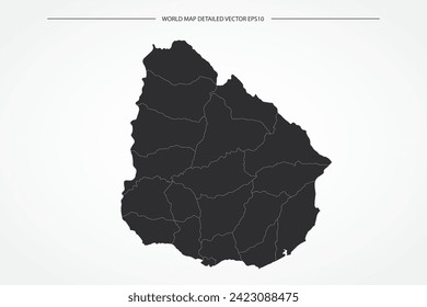 Uruguay Map - World Map International vector template with High detailed with black and white outline color isolated on white background - Vector illustration eps 10
