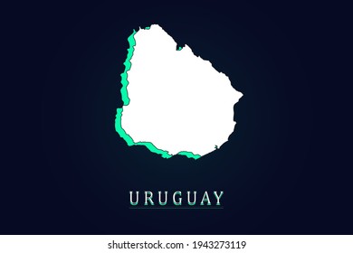 Uruguay Map - World map vector template with green and white  color gradient isolated on dark background - Vector illustration eps 10