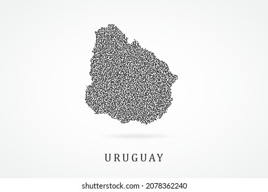 Uruguay Map - World map vector template with Black grid on white background  for education, infographic, design, website, banner - Vector illustration eps 10