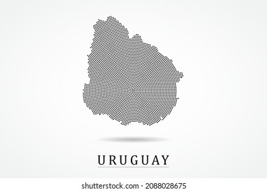 Uruguay Map - World map vector template with Black dots, grid, grunge, halftone style isolated on white background for education, infographic, design - Vector illustration eps 10