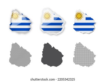 Uruguay - Maps Collection. Six maps of different designs. Set of vector illustrations
