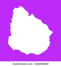 Uruguay map-White map on purple background. Each city and border has separately. Vector illustration eps 10.
