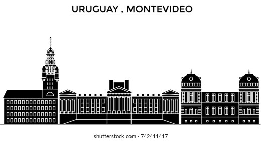 Uruguay , Montevideo architecture vector city skyline, travel cityscape with landmarks, buildings, isolated sights on background