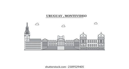 Uruguay, Montevideo city skyline isolated vector illustration, icons