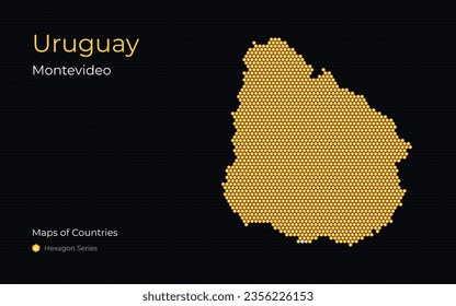 Uruguay, Montevideo. Maps of Countries. Hexagon Series. Creative vector maps. South America