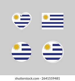 Uruguay nation flag collection emblem design vector