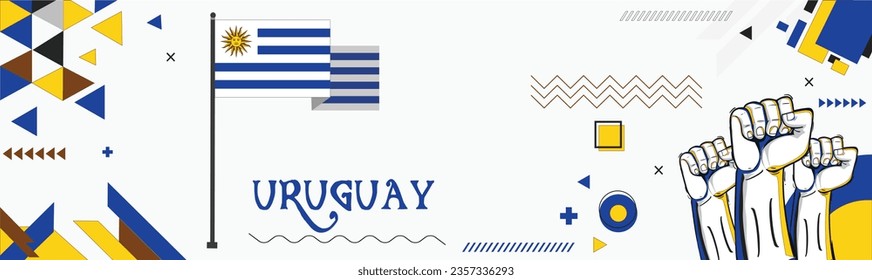 URUGUAY national day banner Abstract celebration geometric decoration design graphic art web background, flag vector illustration